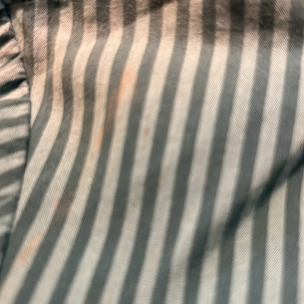 Lafayette 148 Women’s Green Stripe Hidden Button Up Long Sleeve Collar Shirt 6 - Picture 6 of 7